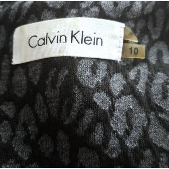 CALVIN KLEIN BLACK & GRAY ANIMAL PRINT DRESS SZ.10 EUC. - Picture 7 of 8
